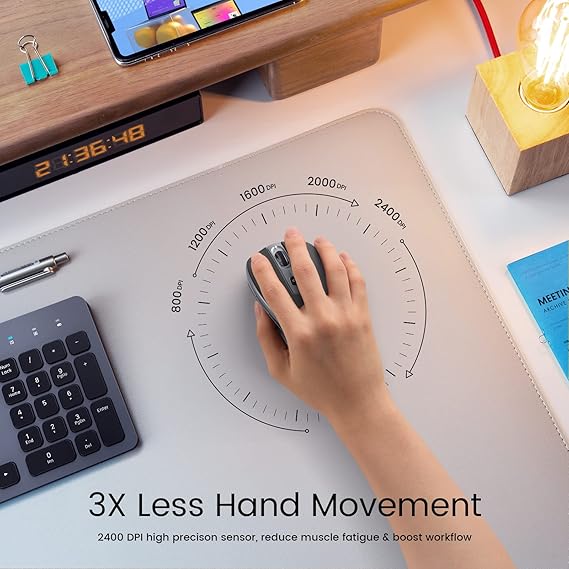 Wireless Mouse, D-09 Computer Mouse USB Cordless Mice for Laptop, Ergo Grips, Lightspeed 5-Level 2400 DPI - Image 4